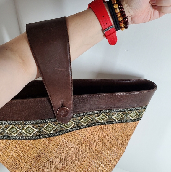 Beach Rattan Basket Weave Tote Bag Extra Large Beach Bag - Picture 3 of 16